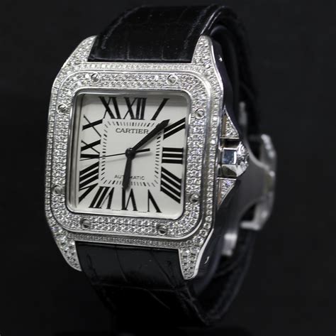 cartier santos 100 replica diamond|cartier watch santos 100 price.